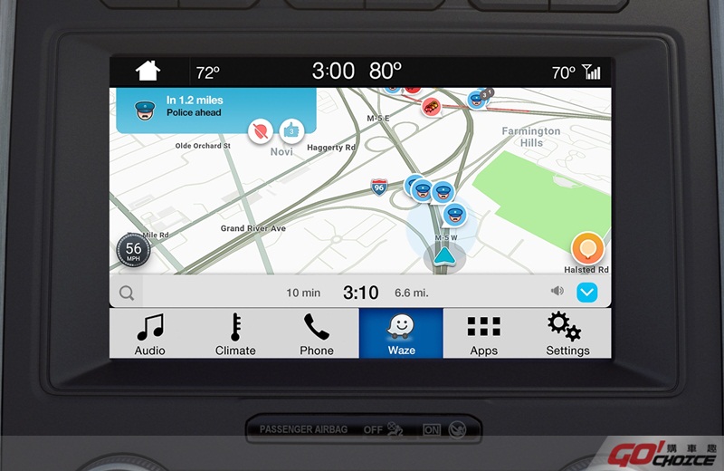 SYNC_ 3娛樂通訊整合系統的8吋觸控螢幕提供繁體中文介面，並支援Waze(位智)導航應用程式—全球最大的社群化交通導航應用程式之一。