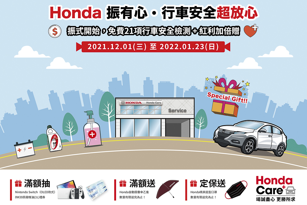 回廠就抽獎｜Honda 推免費 21 項行車安全健檢服務